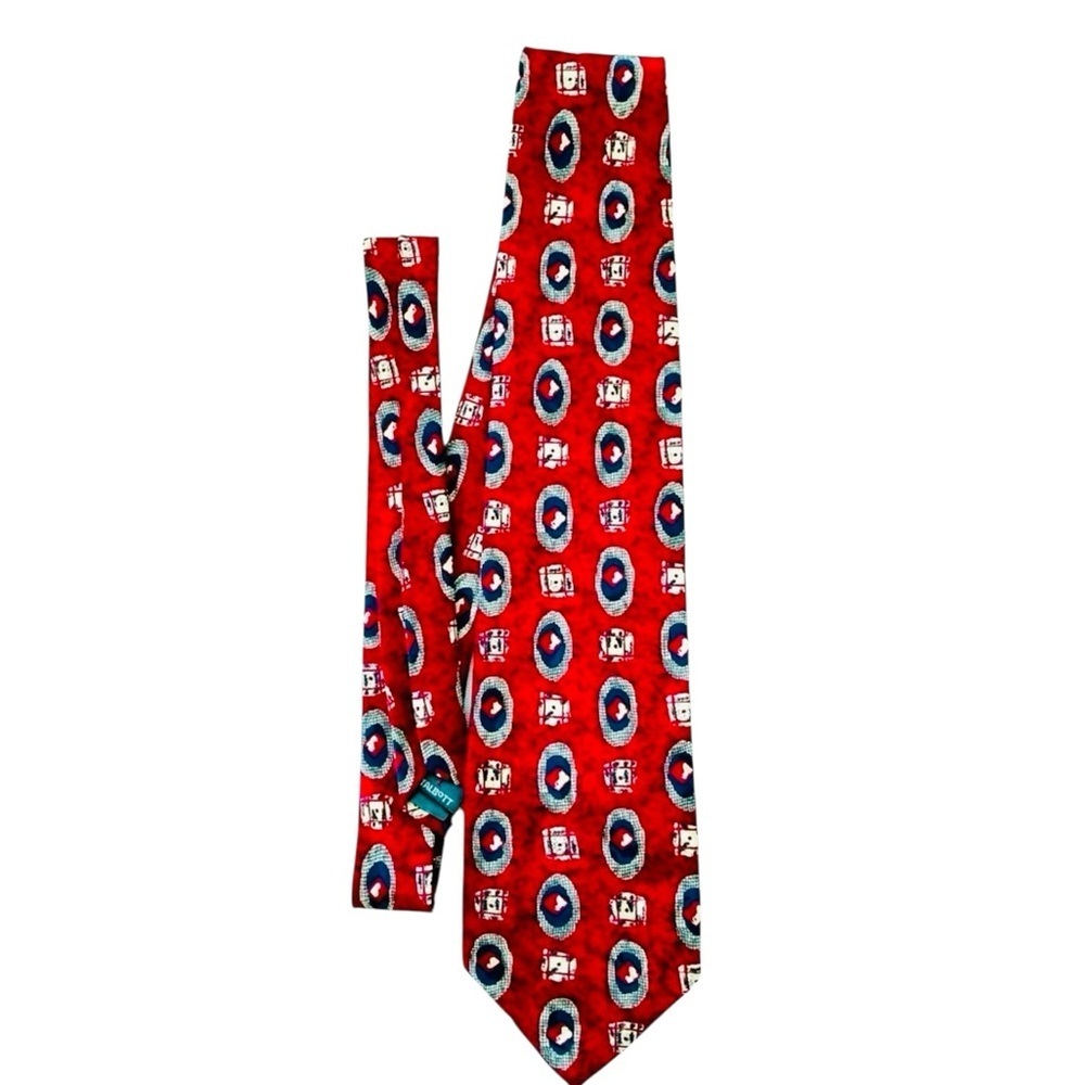 Robert Talbott Studio Silk Tie Red Blue Geometric Designer